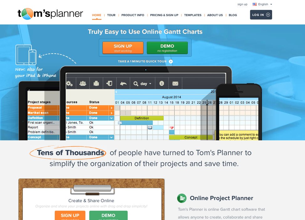 original homepage for the a/b test run on tom planner's web based project