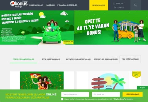 screenshot of the second variation of A/B Test by Garanti Bank