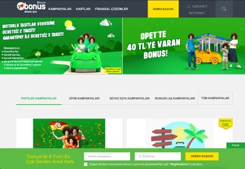 screenshot of the third variation of A/B Test by Garanti Bank