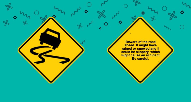 example of road signs on the roads ahead