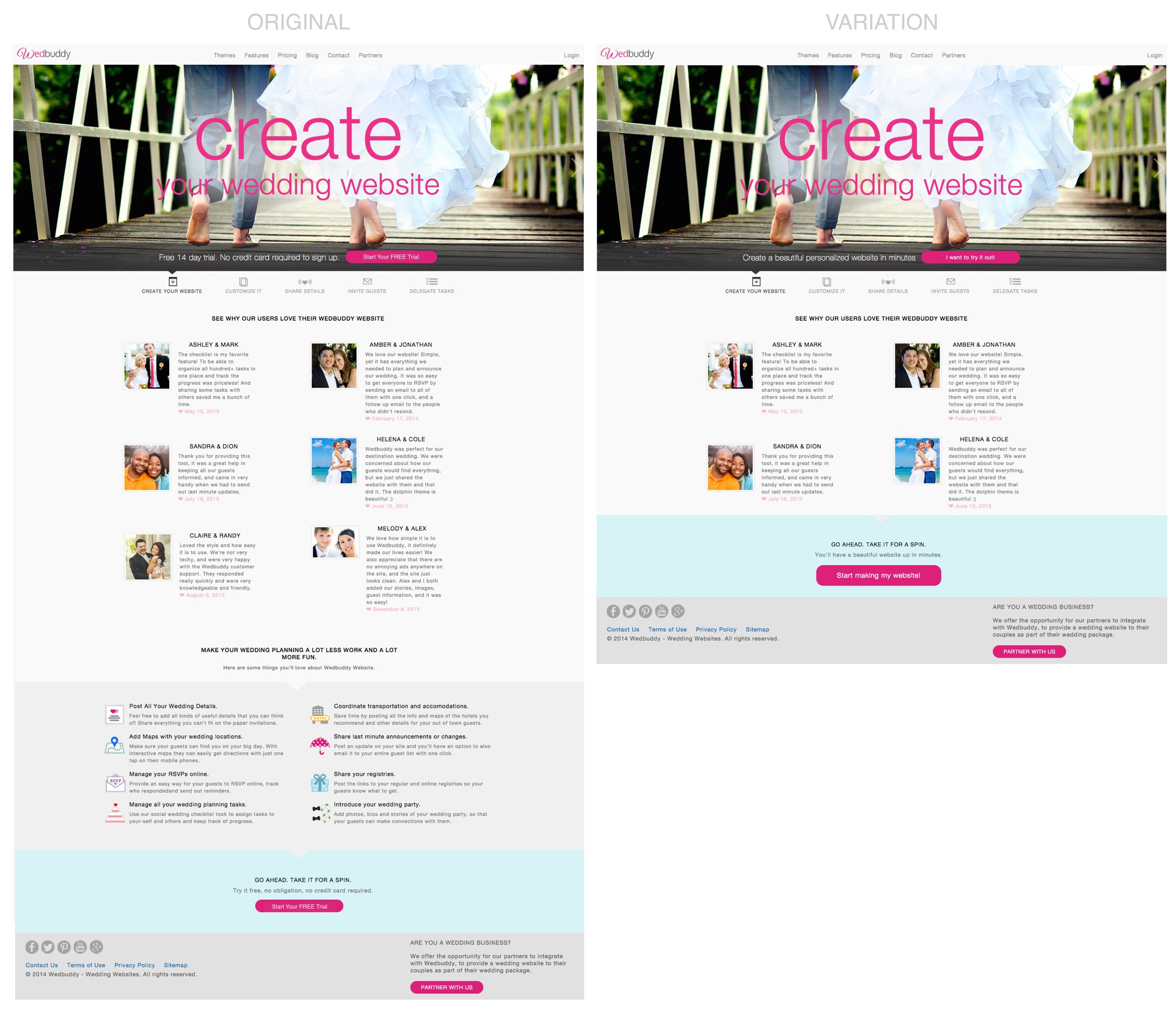 A/B Test on the Wedbuddy Homepage to check depth reduction