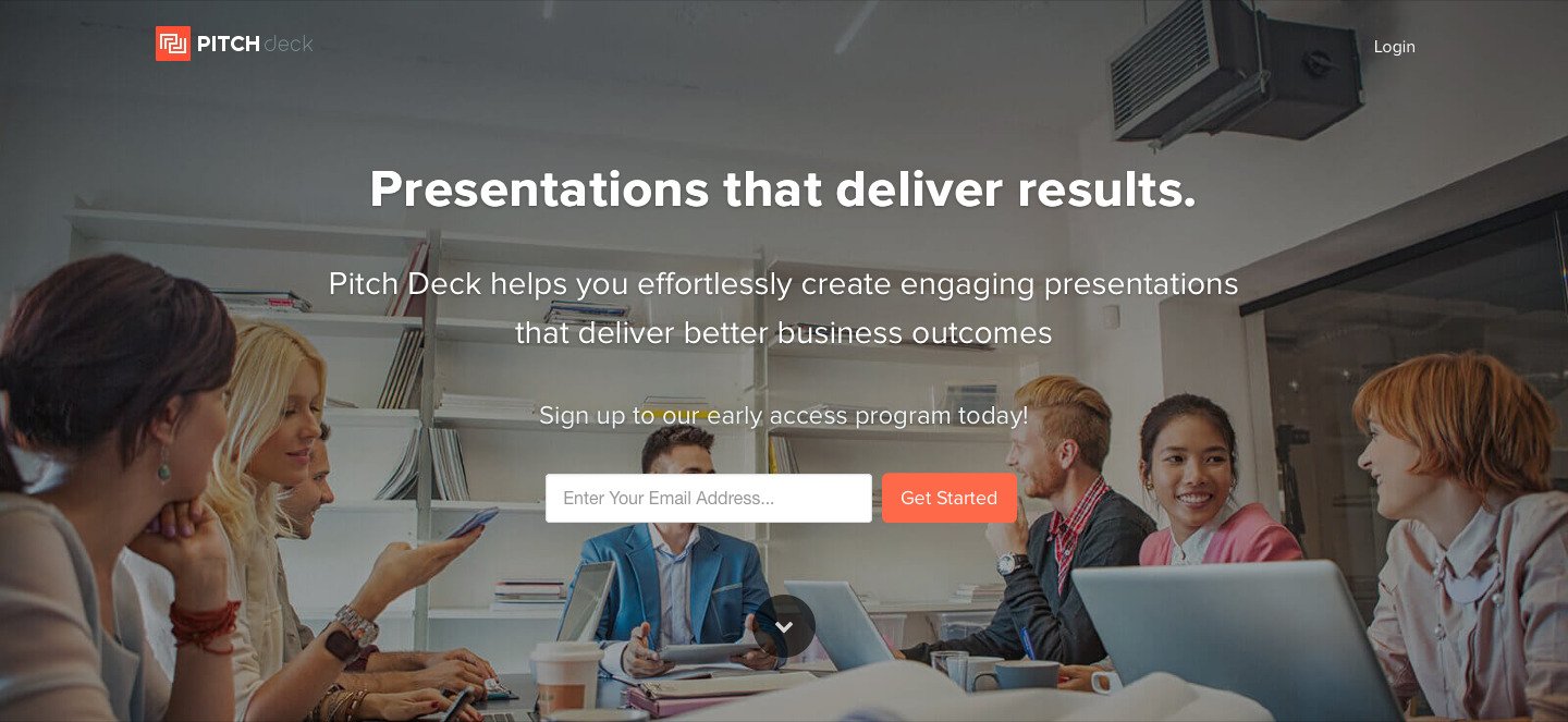 homepage of Pitch Deck