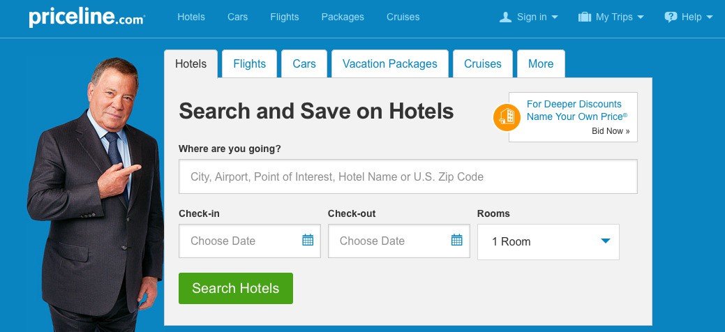 how priceline.com has optimized their site search for visitors