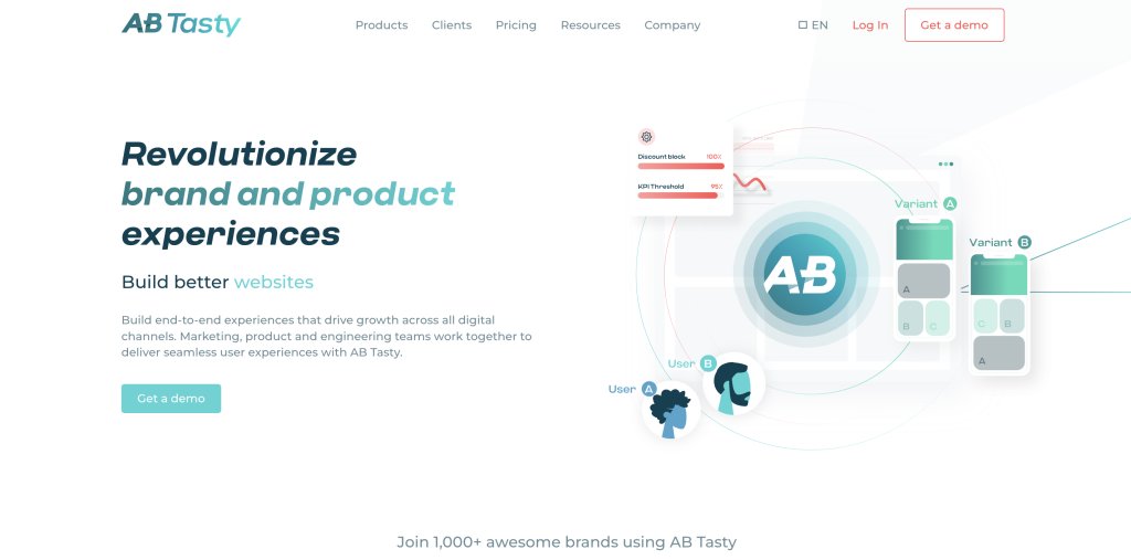 Landing page of AB Tasty
