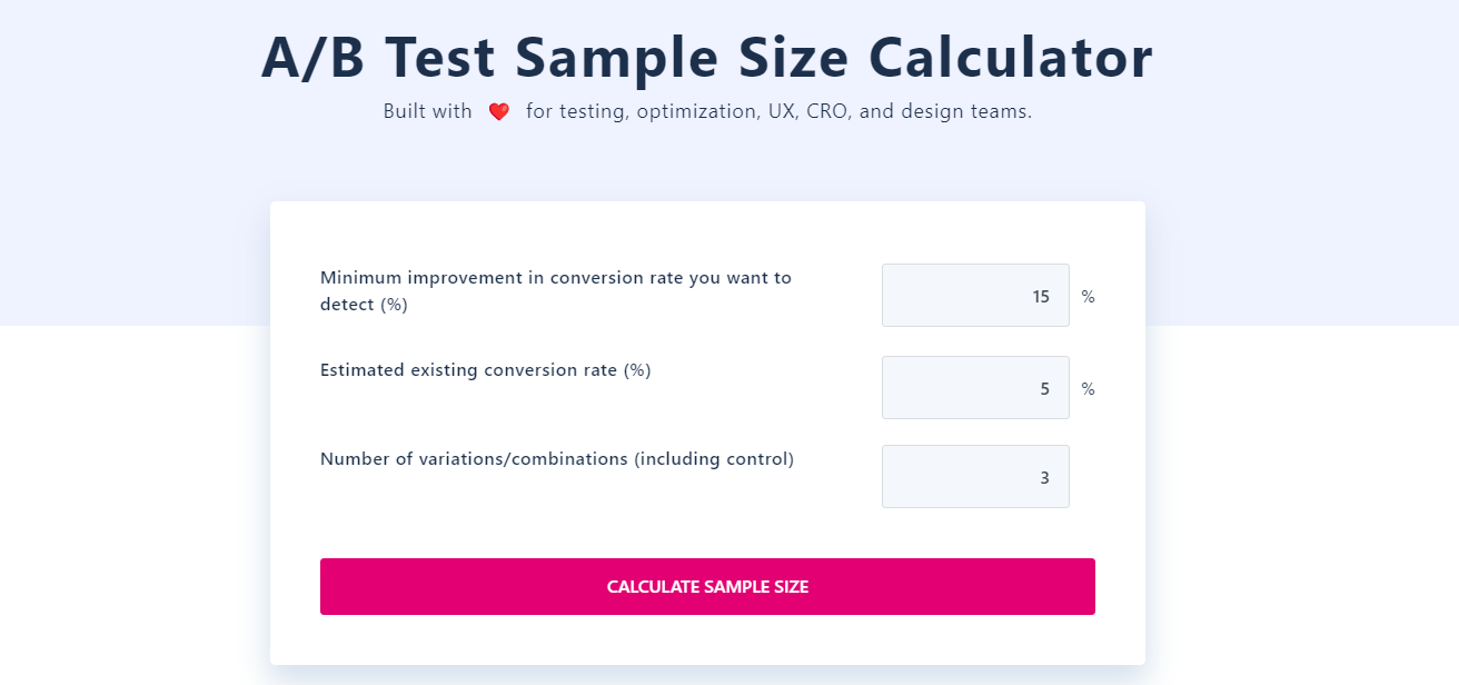 A/B Test Sample Size Calculator